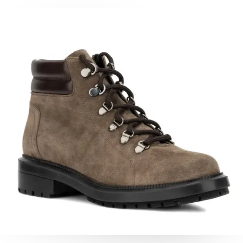Aquatalia Liviana Taupe Suede Weatherproof Leather Hiker Boots Shoes Size 8.5